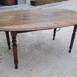 Burgundian oval farm table in 19th century solid oak with shutters - 1m93