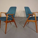 Set of Danish Beech Armchairs, 1960s