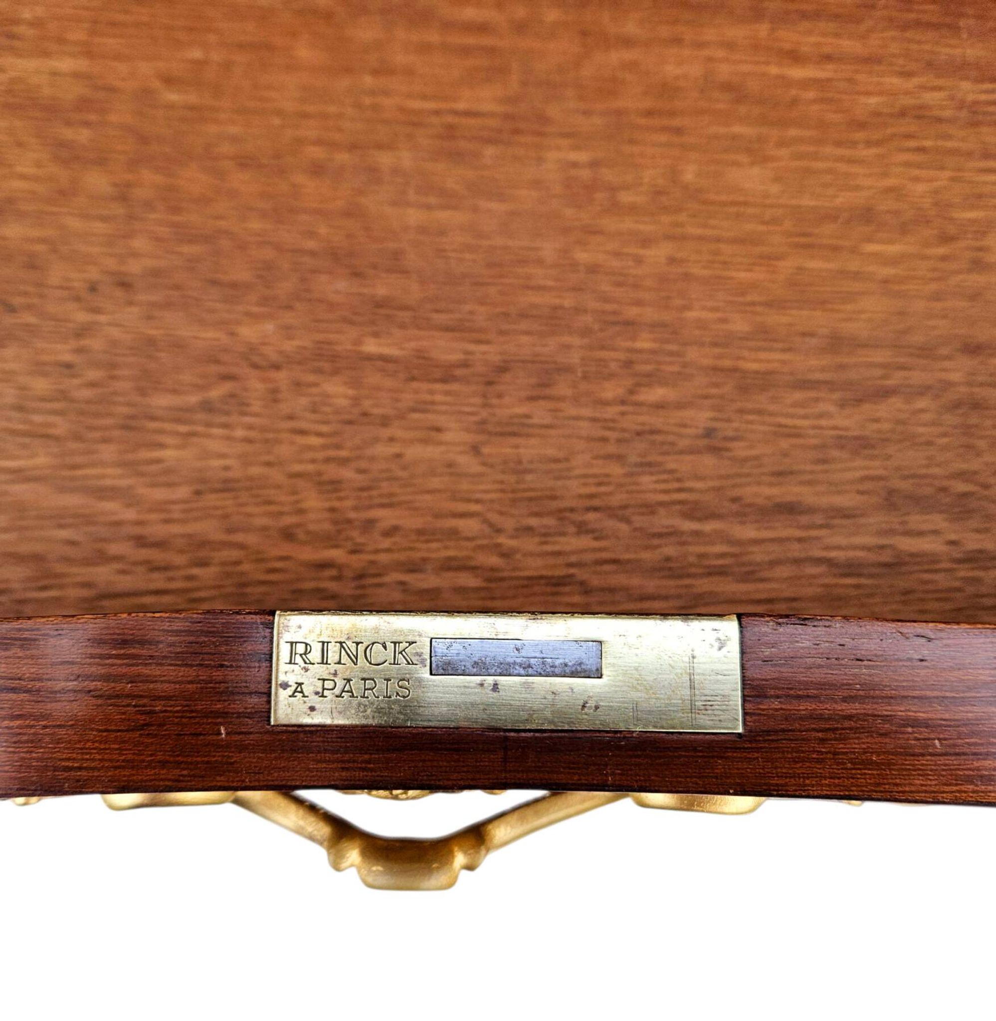 Marquetry and gilded bronze desk signed rinck in paris