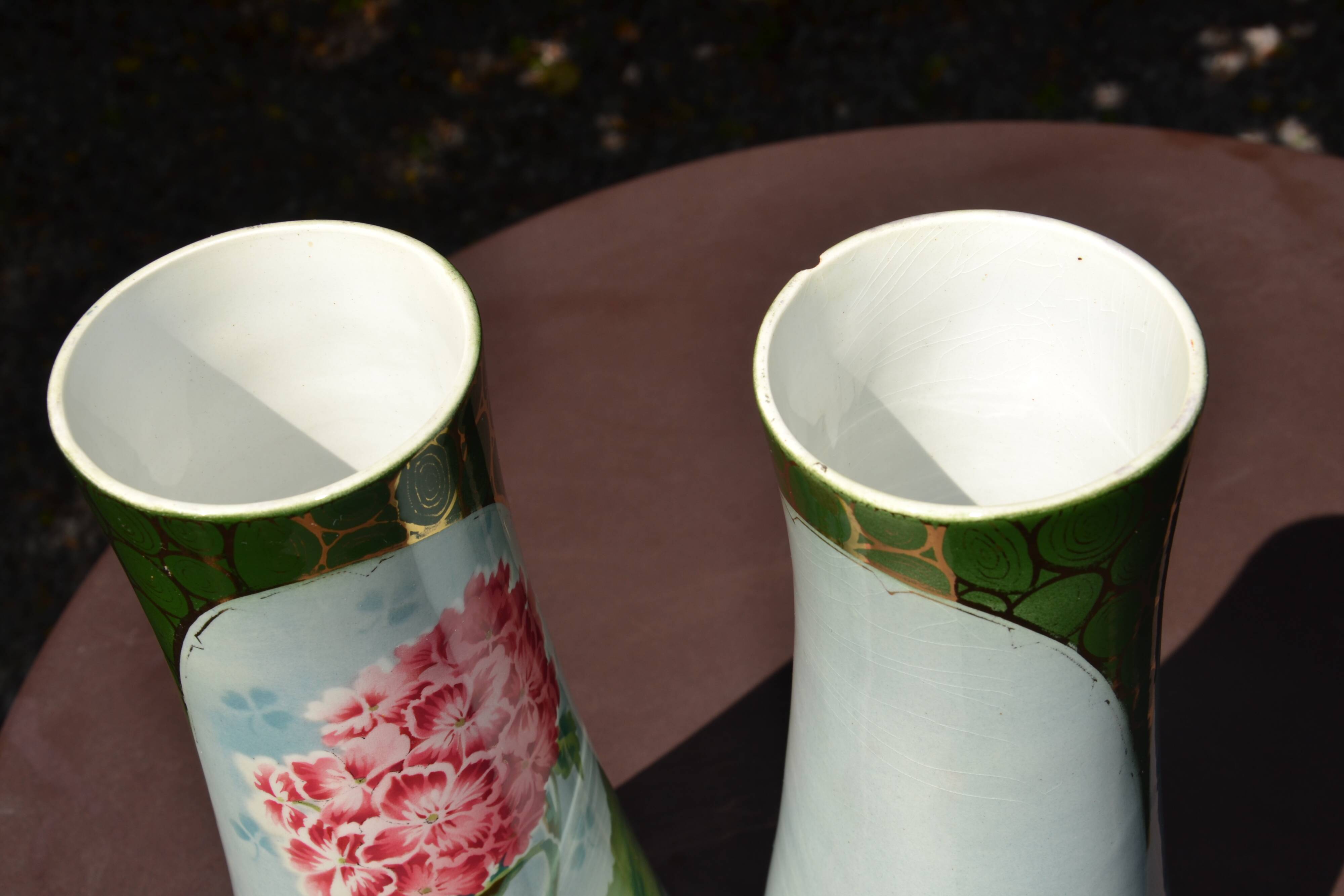 2 flowered vases St Amand early 20th century
