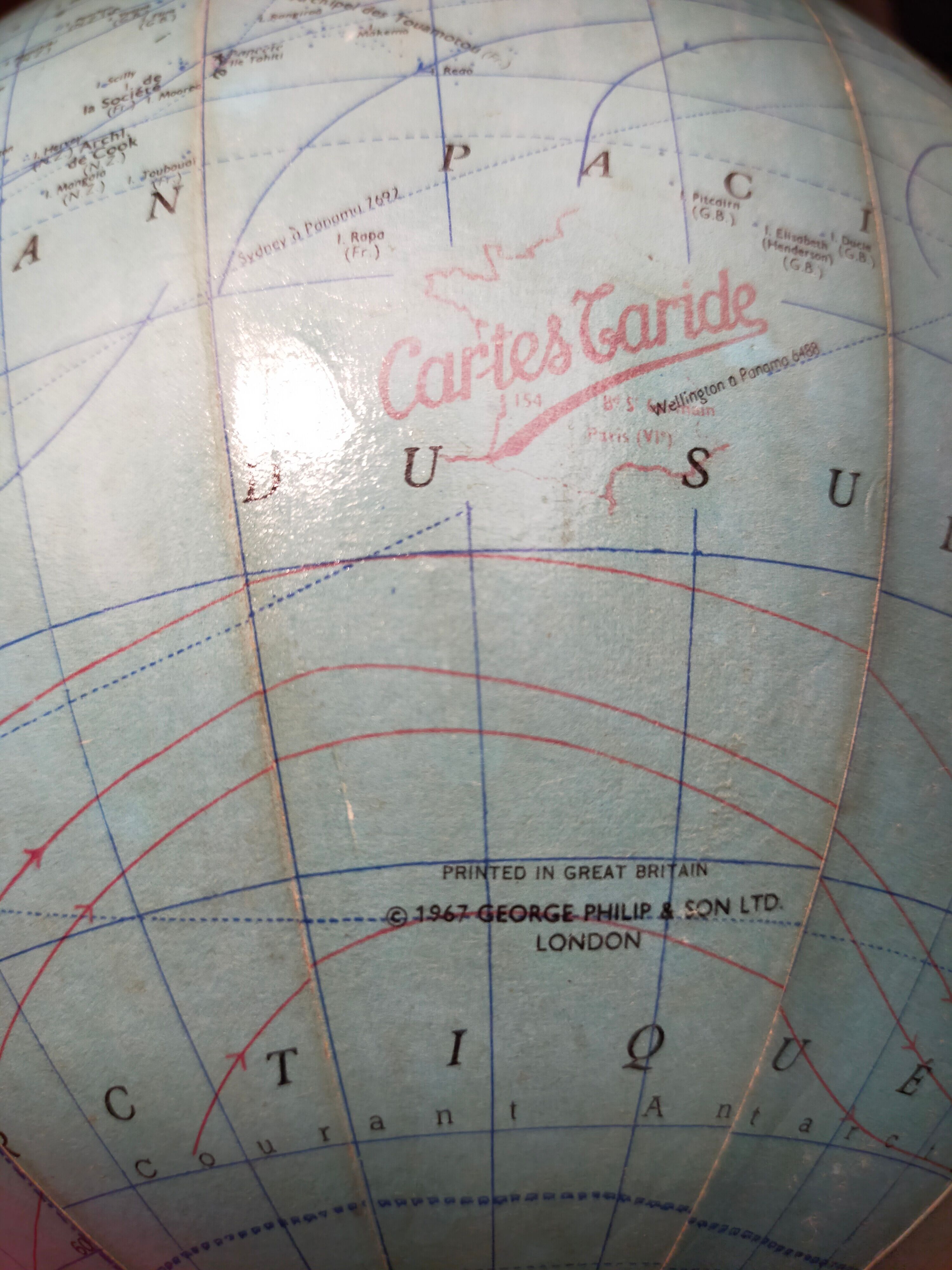 Vintage globe maps taride brass support 60s