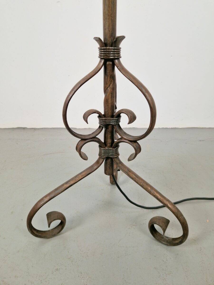 Adjustable Wrought Iron Floor Lamp, 1930s