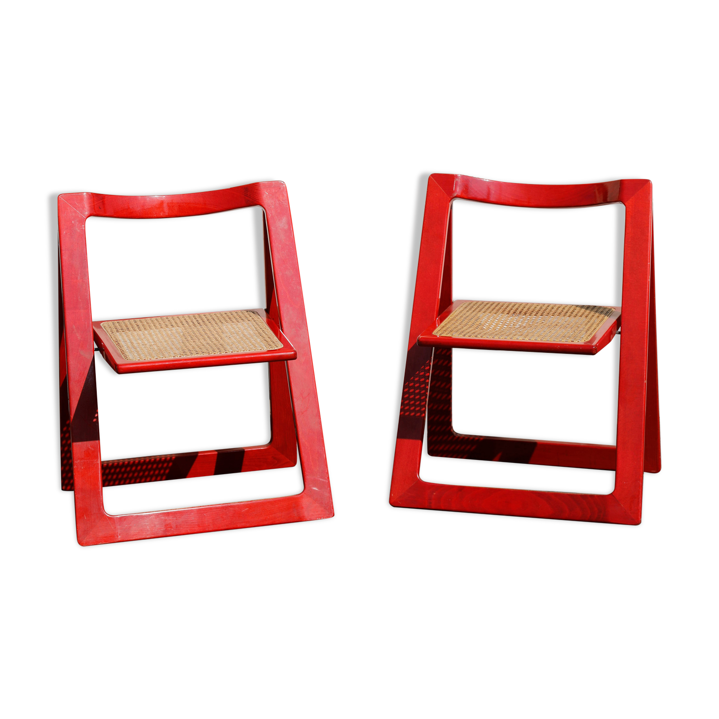 Pair folding canne chairs Bazzani 1960