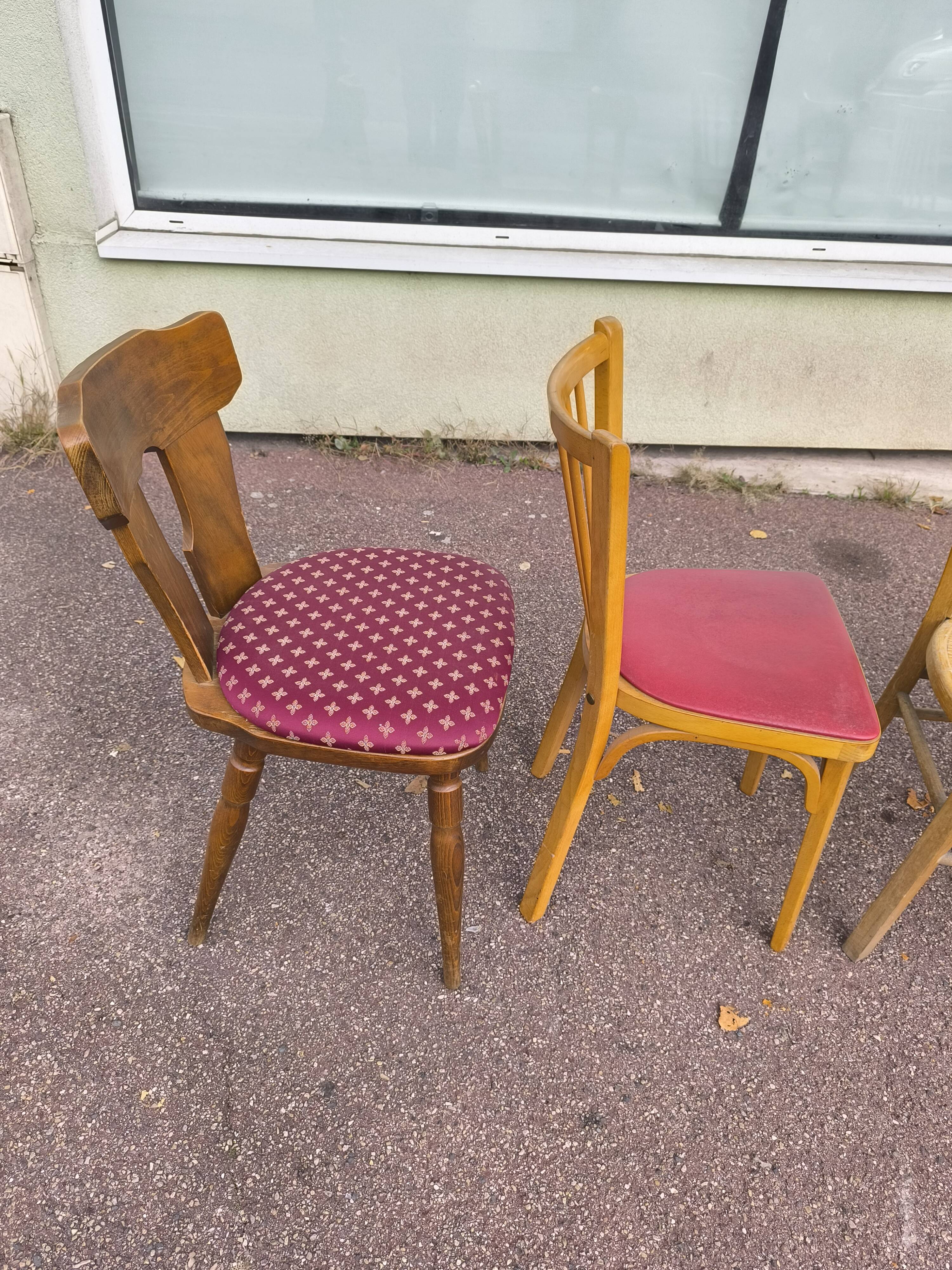 set of 6 mismatched vintage bistro chairs - wood