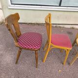 set of 6 mismatched vintage bistro chairs - wood