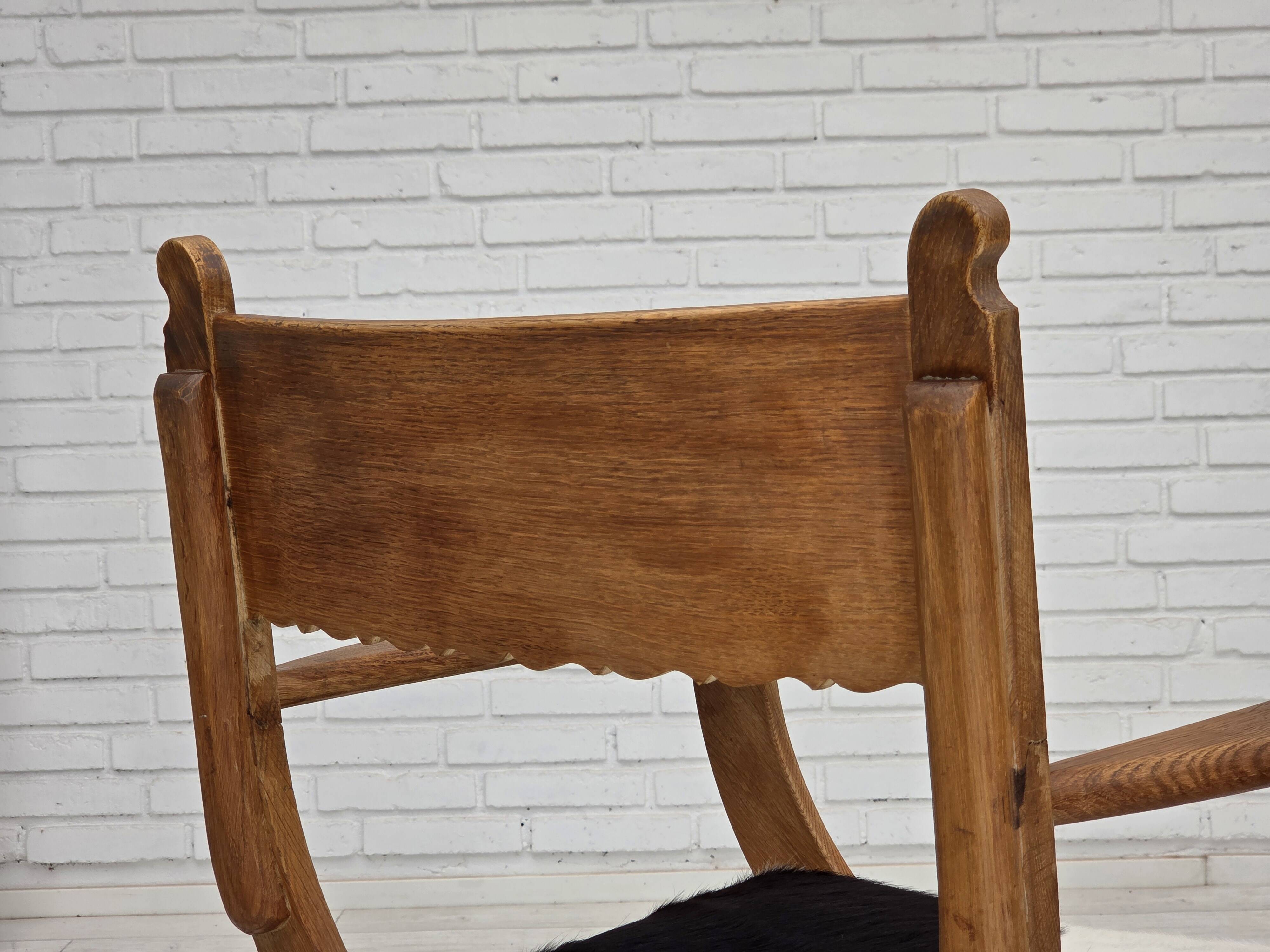 1960s, Danish armchair, completely reupholstered, furniture cowhide, oak.