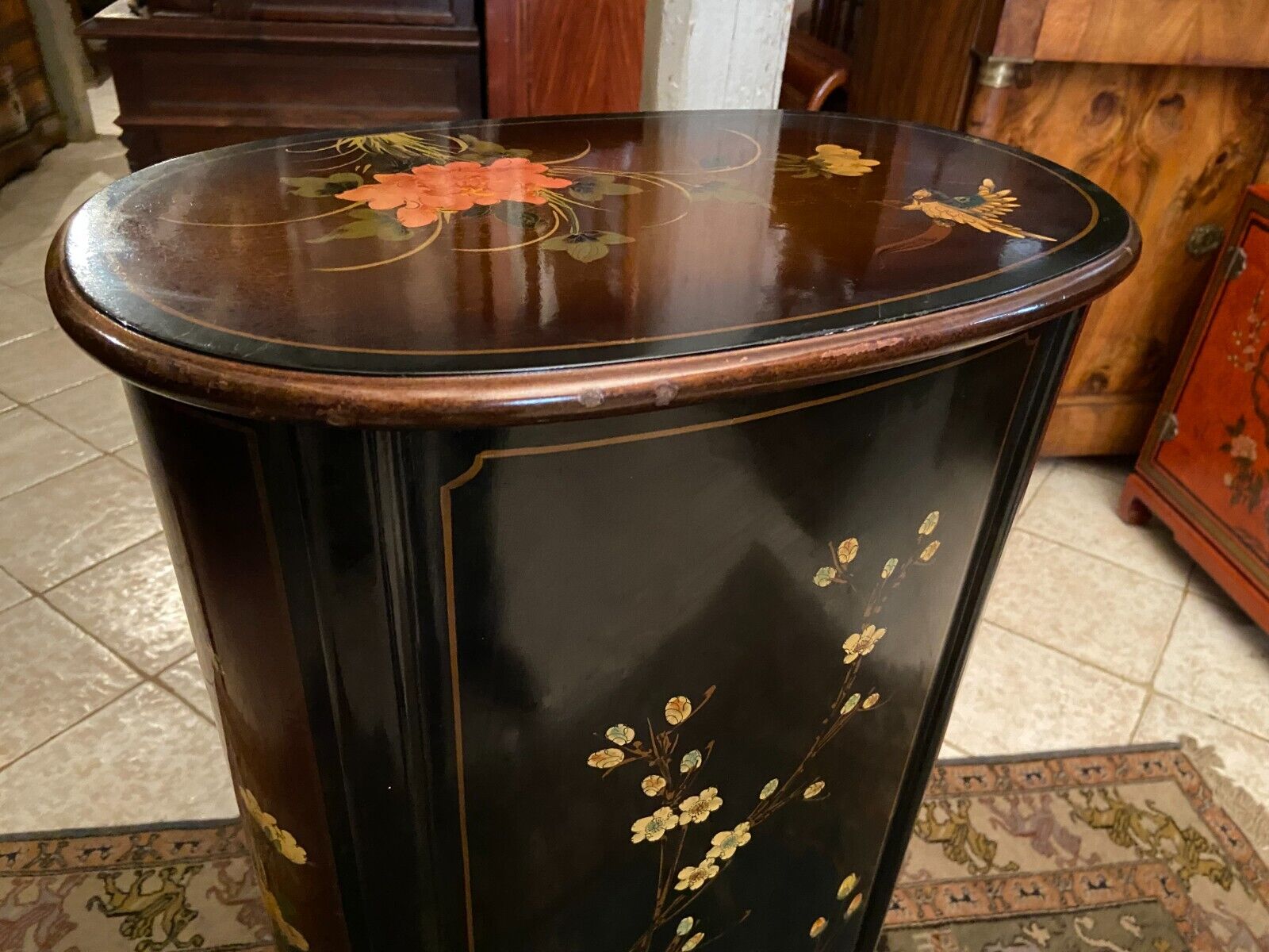 Sideboard fifth wheel pedestal storage column CD lacquered décor China Japan
