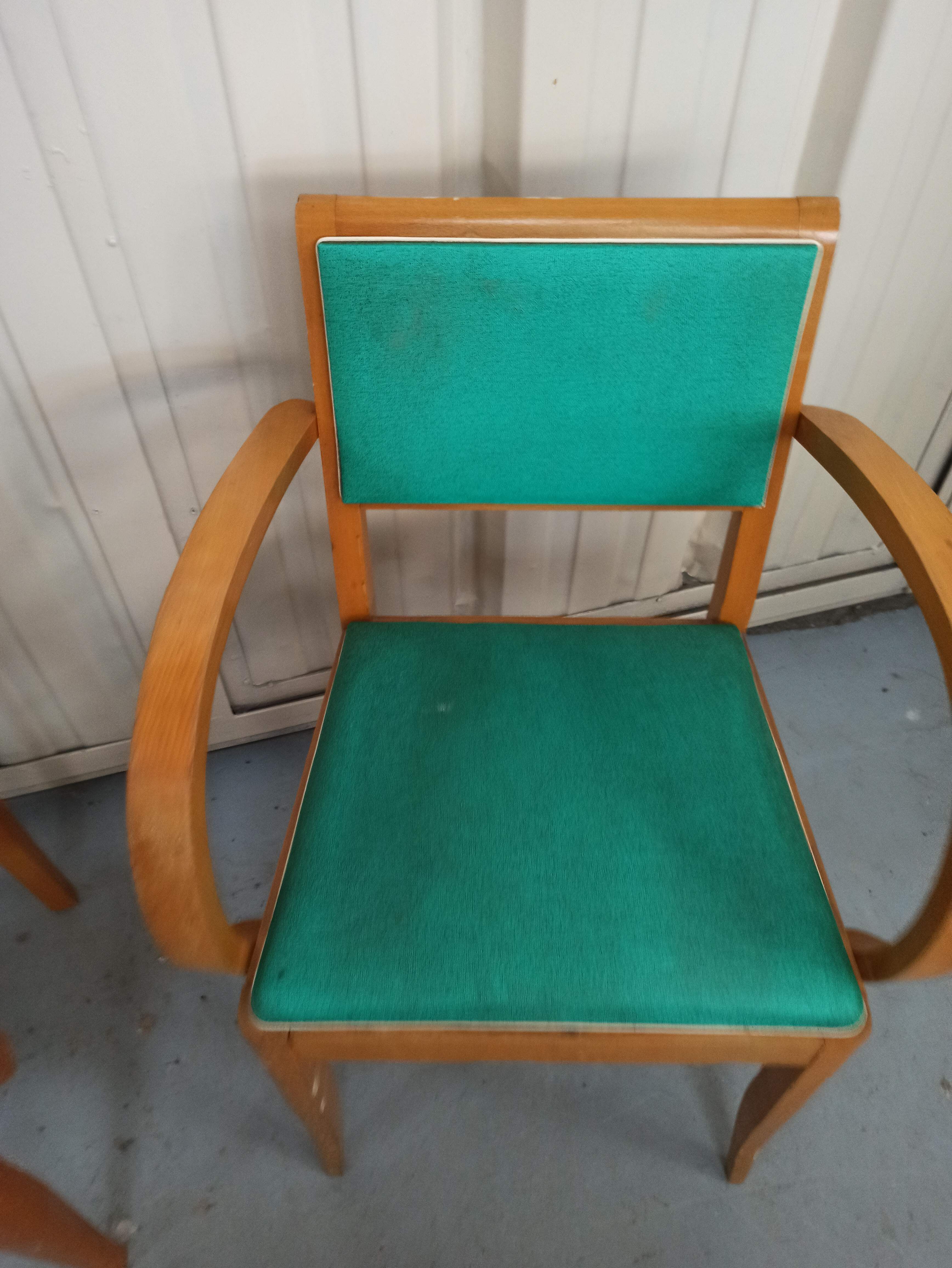 Lot 5 armchairs bridge skai and wood - red green