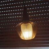 Scandinavian glass and teak pendant lamp