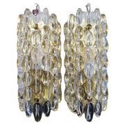 Modern mid-century crystal wall sconces in the shape of a drop by Orrefors by Carl Fagerlund.