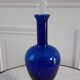 Duo of royal blue and green polished glass decanters 60s-70s
