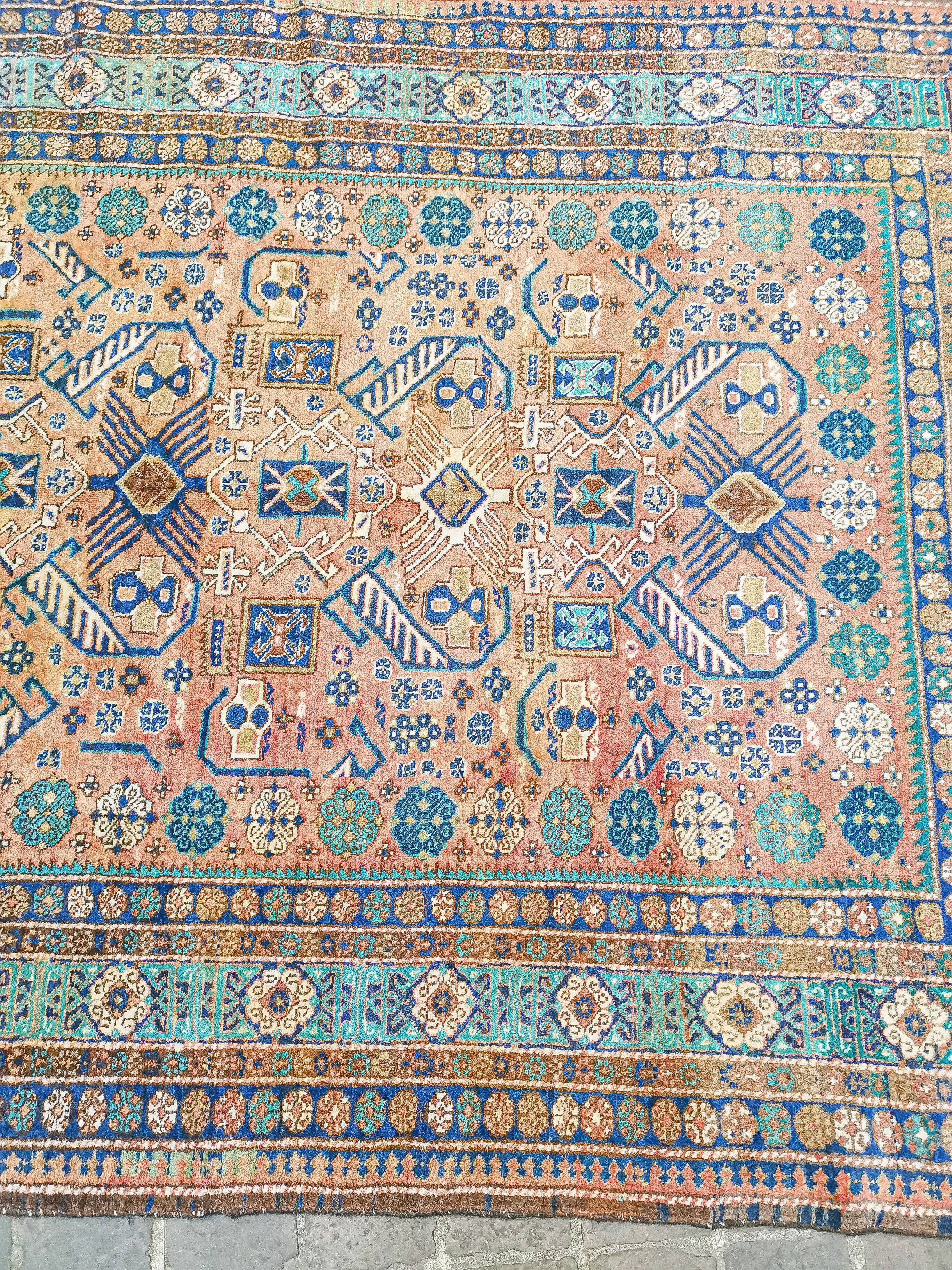 Ardebil vintage handmade Persian oriental rug 252 x 166 cm