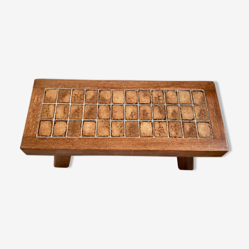 Vintage oak & ceramic tile brutalist table