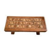 Vintage oak & ceramic tile brutalist table
