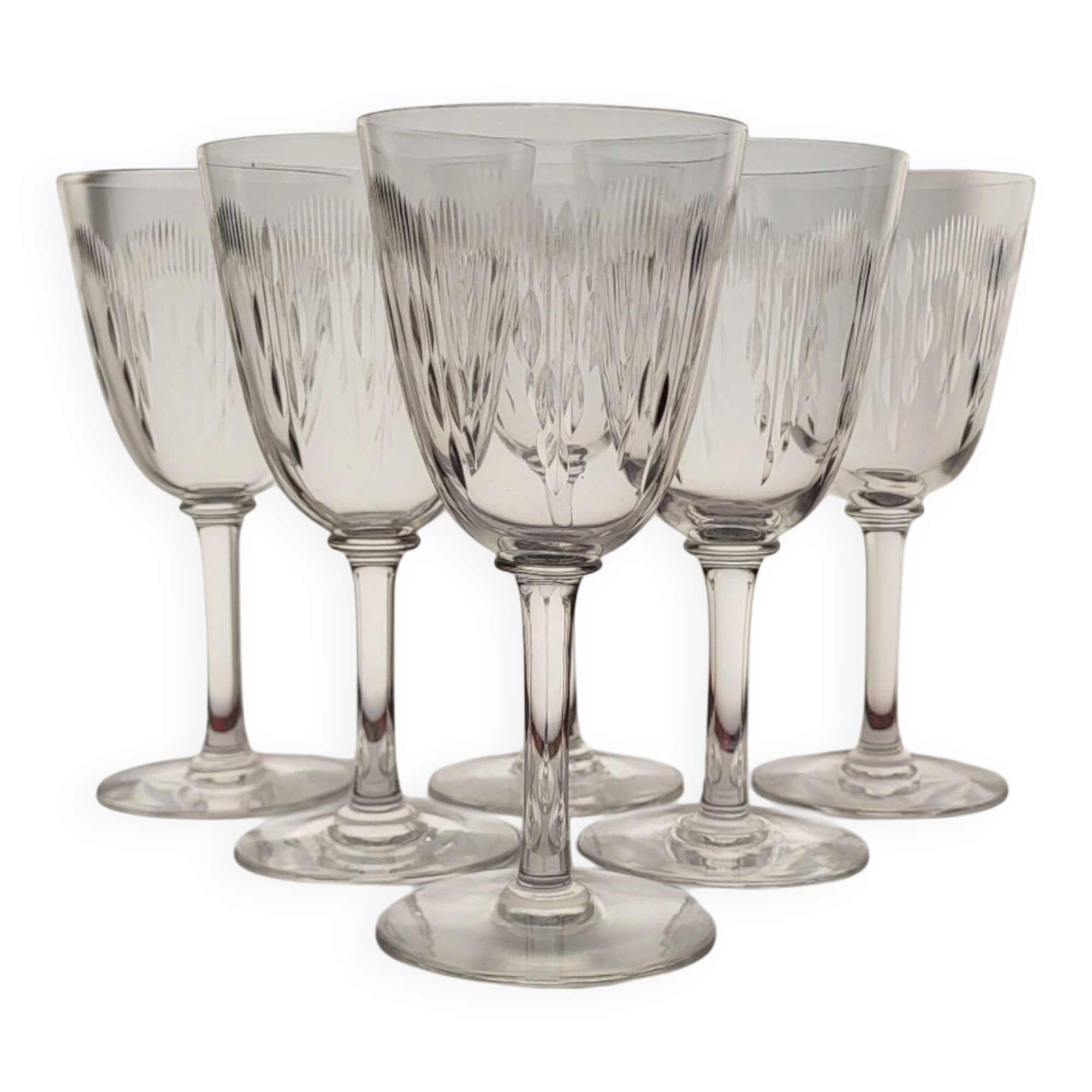 6 crystal water/wine glasses from Baccarat, Molière model.