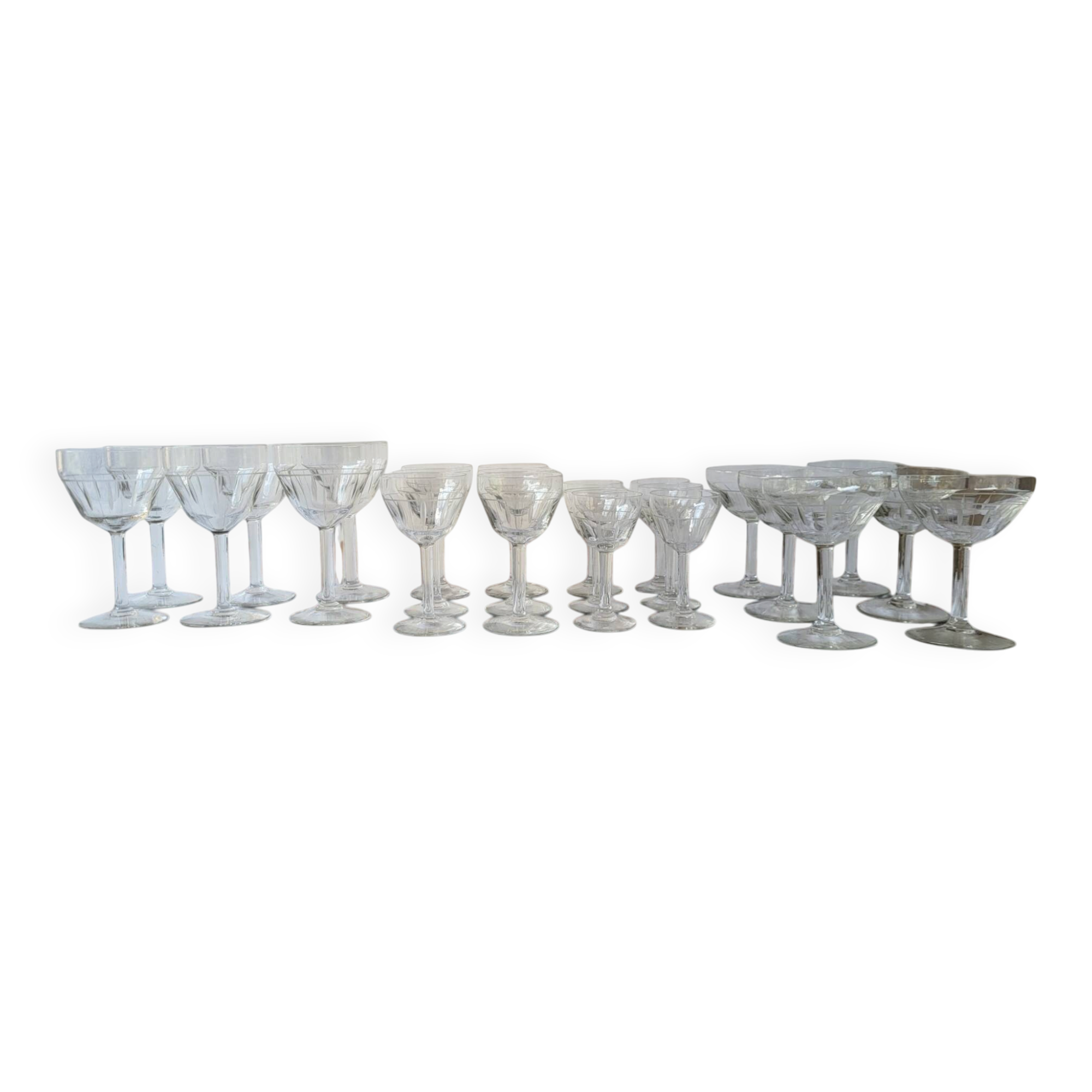 24-piece Art Deco glassware set
