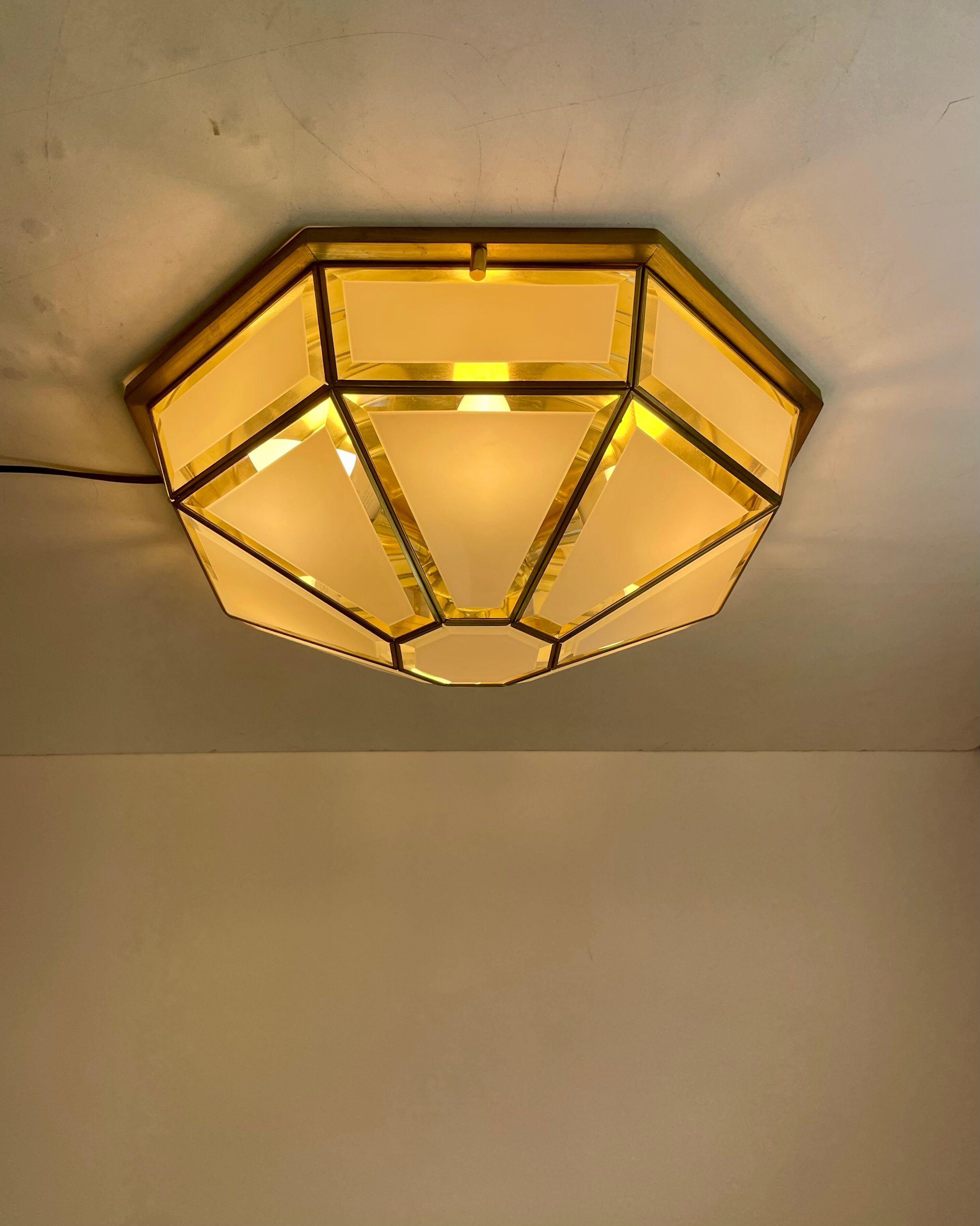 Hollywood Regency, Brass, Ceiling Lamp by Deknudt, Belgium, 1980s