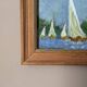 Old acrylic painting on canvas sailboats boats seaside