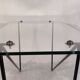 Superb asymmetrical coffee table AIRBORNE 1950s glass and lacquered metal.