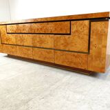 Burl wood credenza by Jean Claude Mahey, 1970s