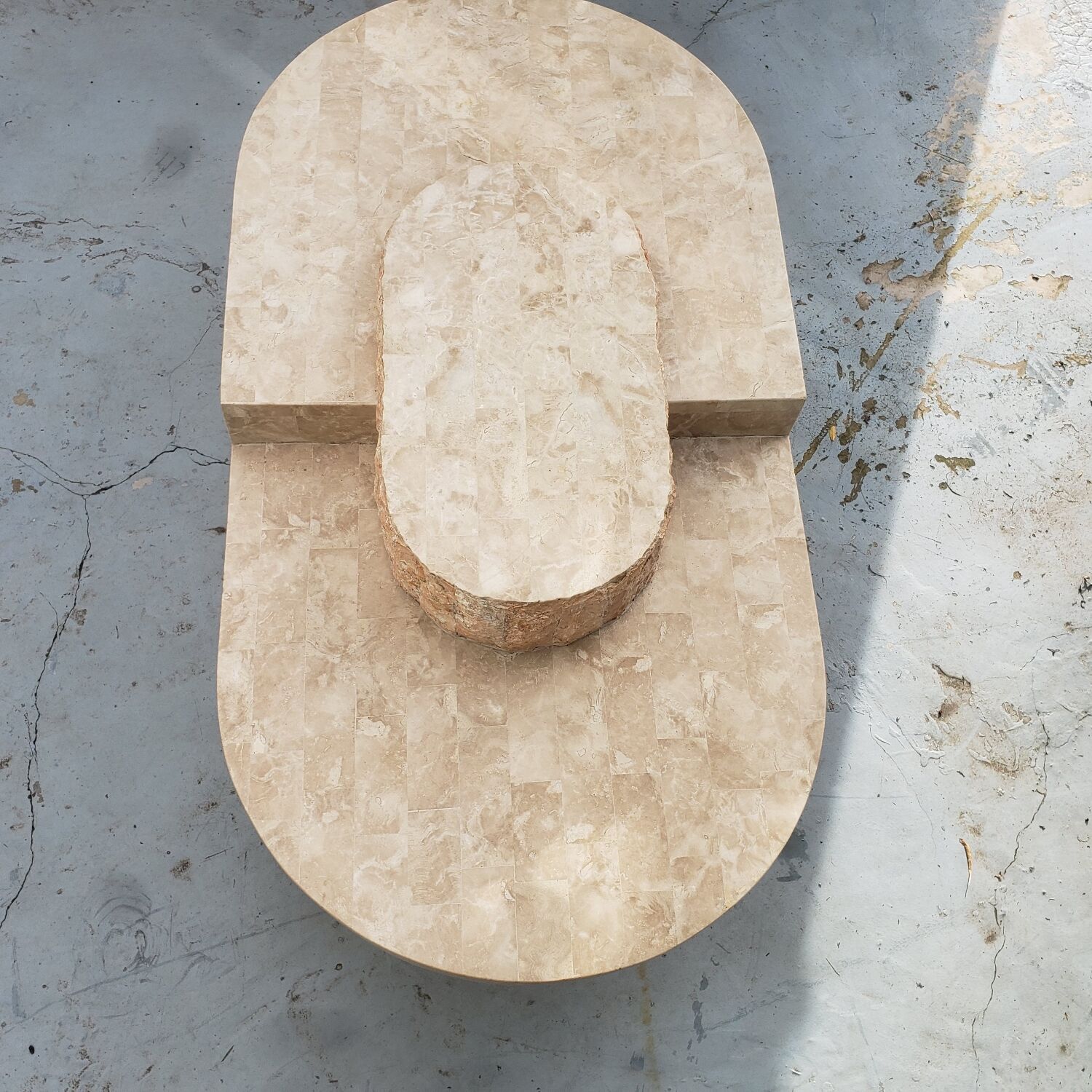 Travertine veneer coffee table from Maitland_Smith 1970