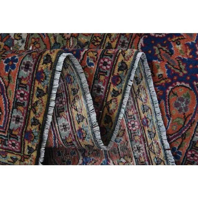 1960s Vintage Persian Handmade Wool Cotton Light Red Area Rug 253x340