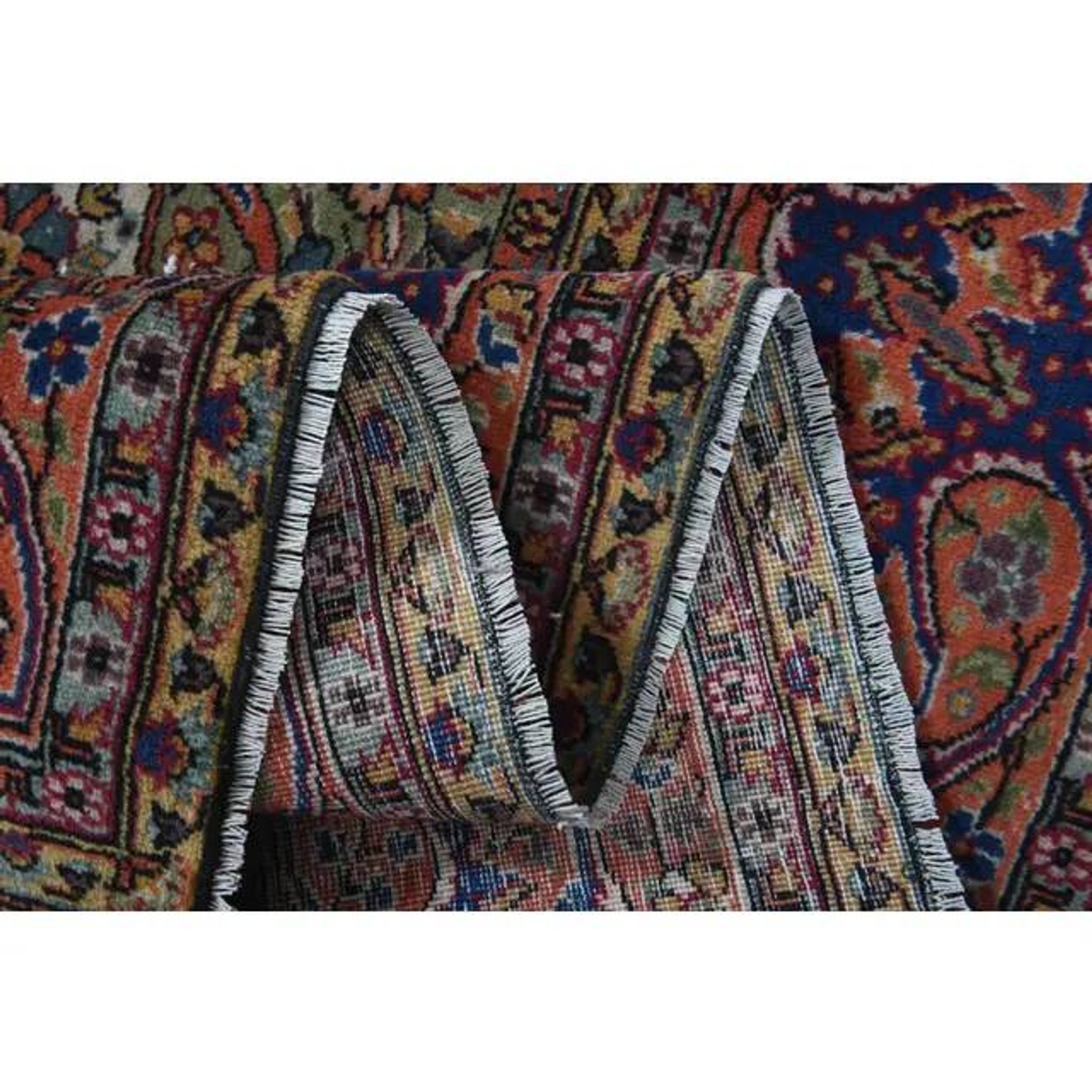 1960s Vintage Persian Handmade Wool Cotton Light Red Area Rug 253x340