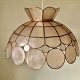 Suspension in pink mother-of-pearl and brass