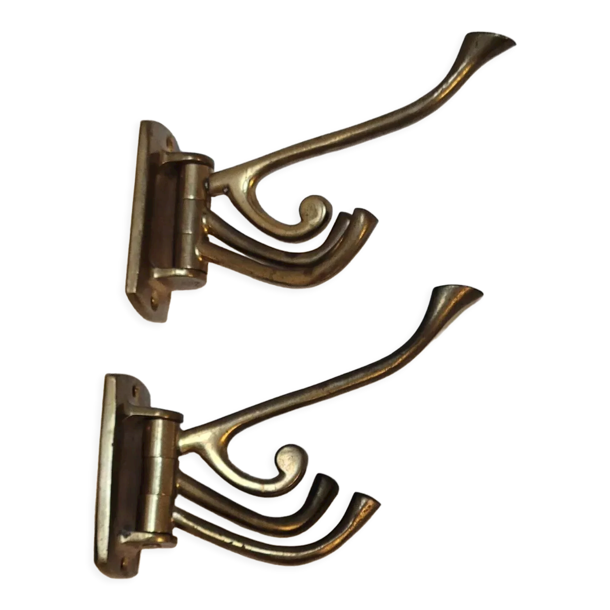 2 hooks with 4 rotating hooks each in brass