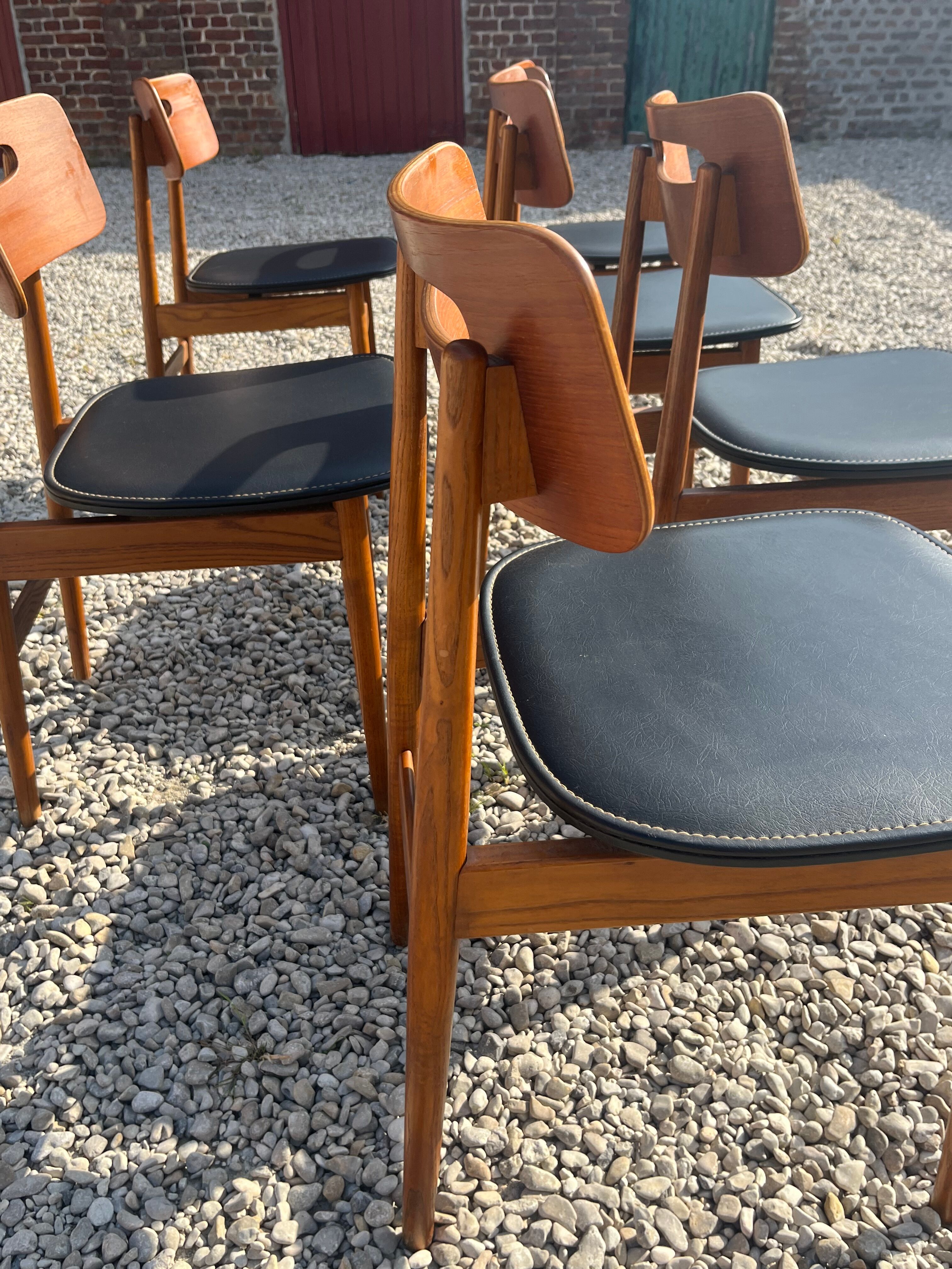 Set de 6 chaises scandinave en teck