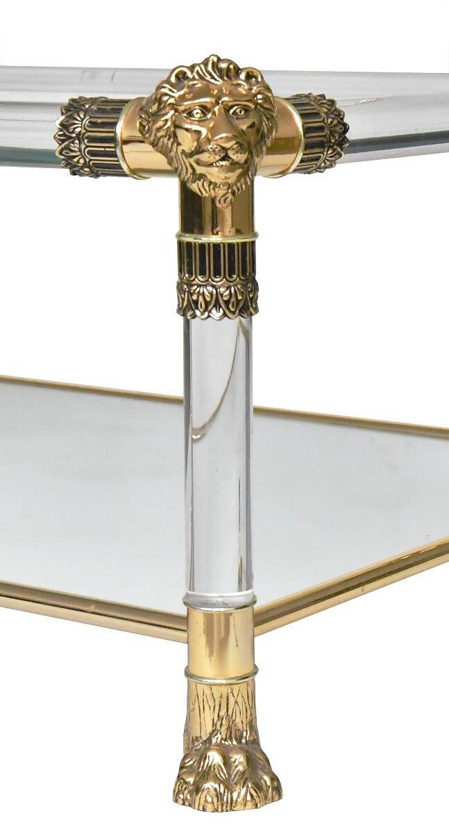 Plexiglass coffee table in Hollywood Regency style