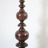Turned wooden floor lamp