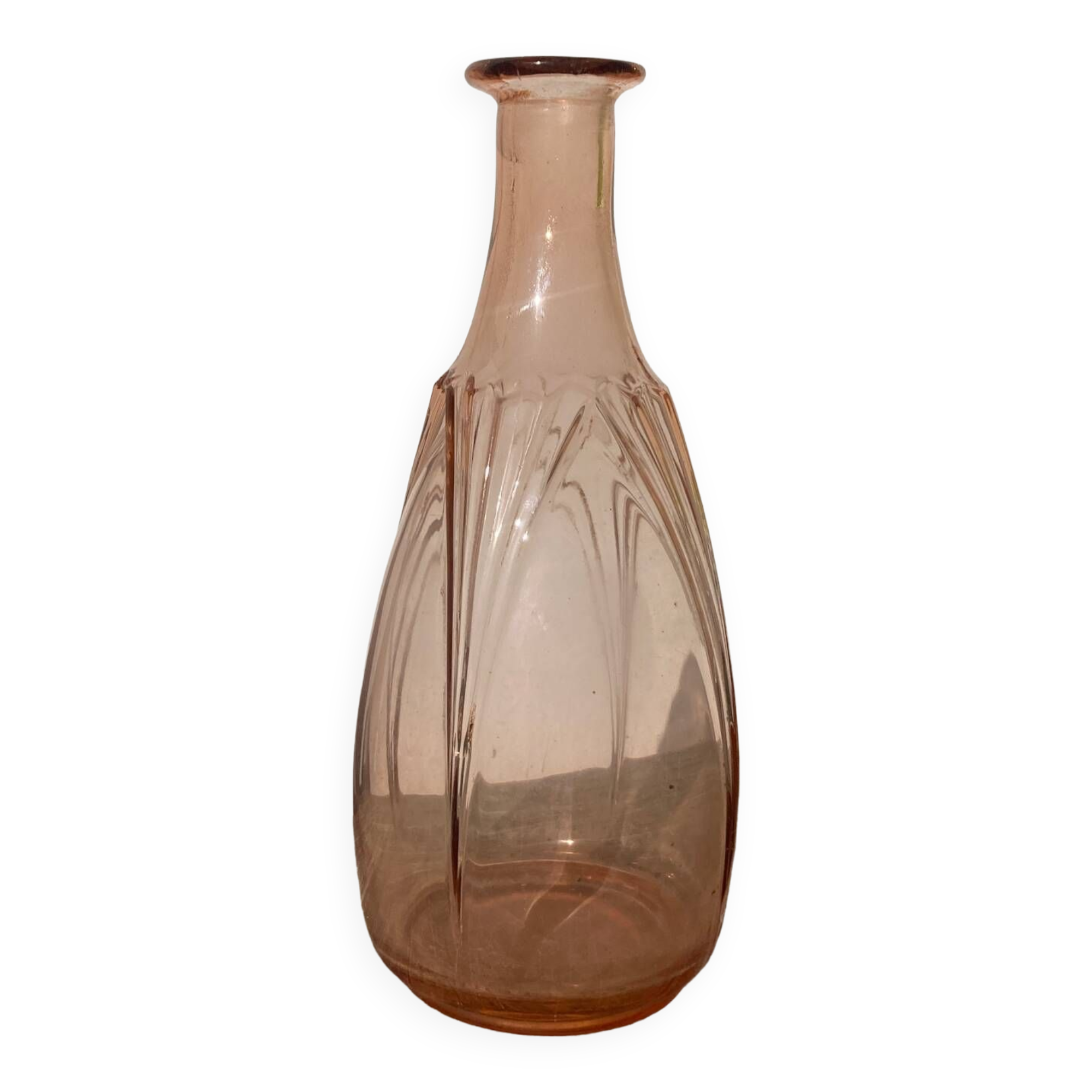 Art deco vase in amber pink blown glass