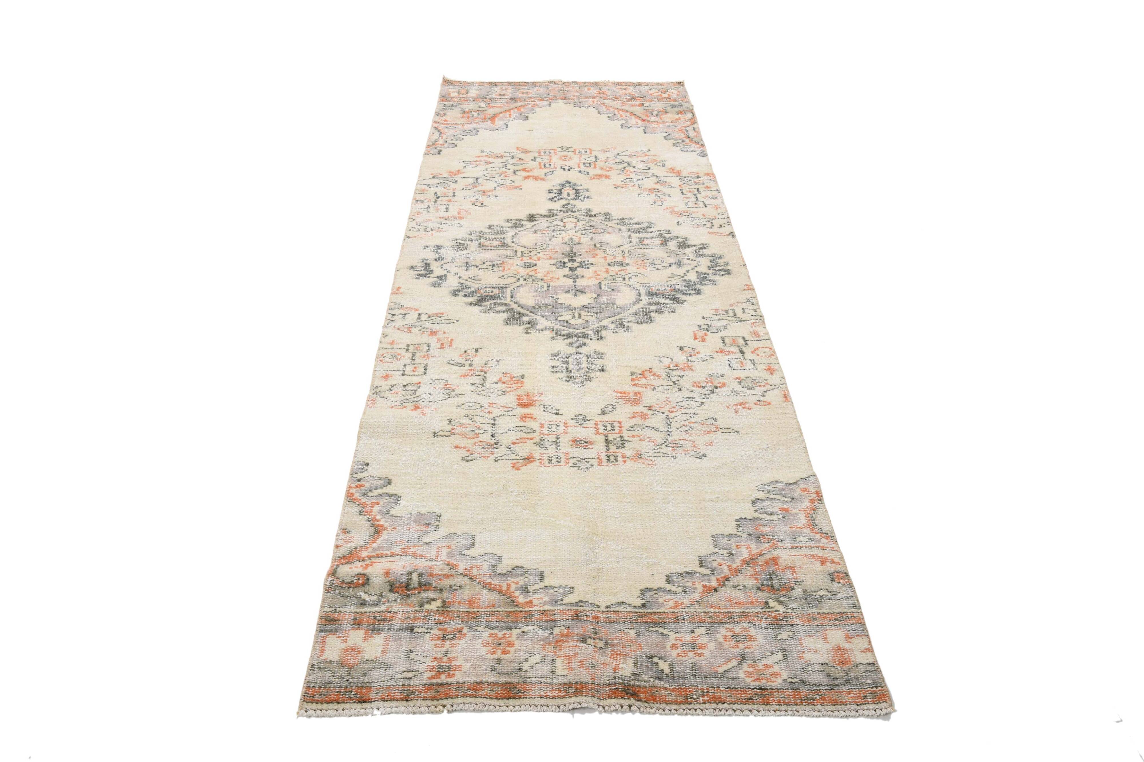 Tapis coureur vintage à motif médaillon turc, 88x272 cm