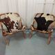 Pair of armchairs bamboo leather skin rohé noordwolde