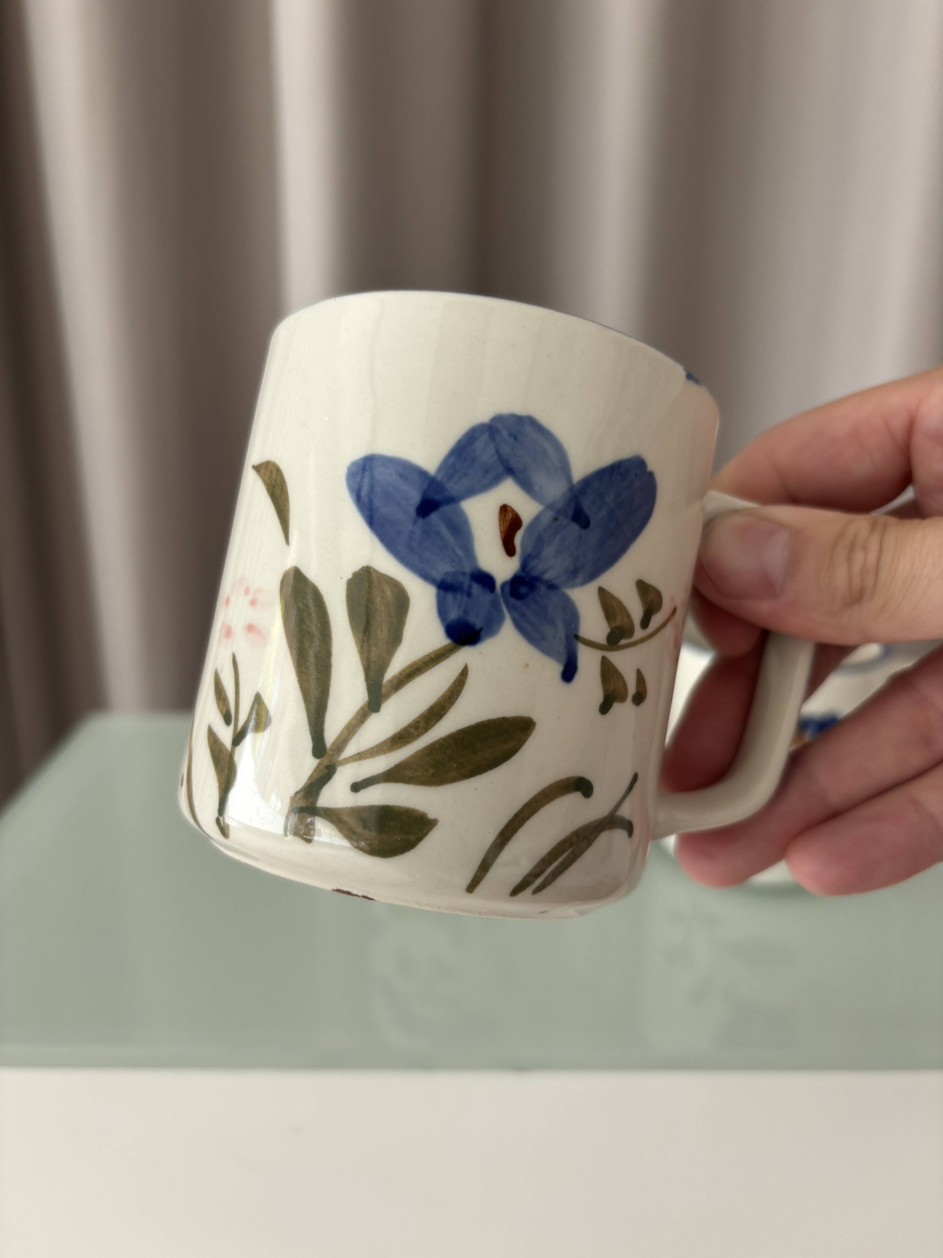 Ensemble de 3 mugs en céramique peints à la main – Style cottagecore / campagne C