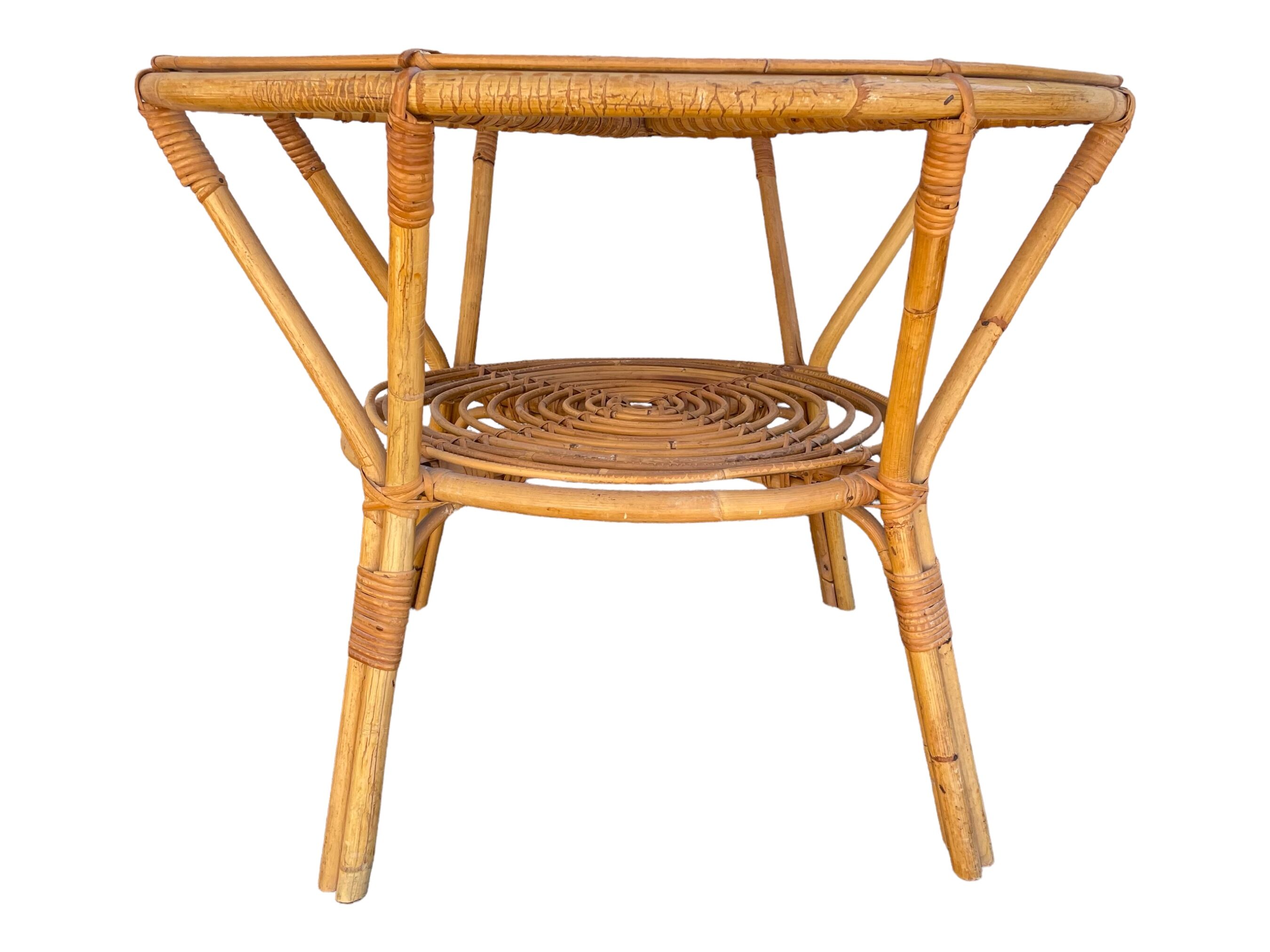 Rattan coffee table 60'S
