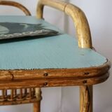 Vintage bamboo rattan serving trolley