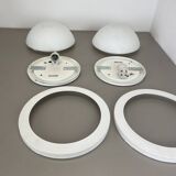 Set of 2 metal and glass Wall ceiling Lights by Glashütte Limburg, Germany,