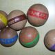 Wooden garden croquet game in its metal cart