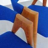 Set of Compass Chairs in Teak and Kvadrat Hallingdal 65 by Kai Kristiansen for Schou Andersen, 1960s