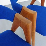 Set of Compass Chairs in Teak and Kvadrat Hallingdal 65 by Kai Kristiansen for Schou Andersen, 1960s