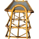 Rattan and glass shelf from the 50s