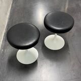 2x Eero Saarinen Tulip Stools black leather Knoll