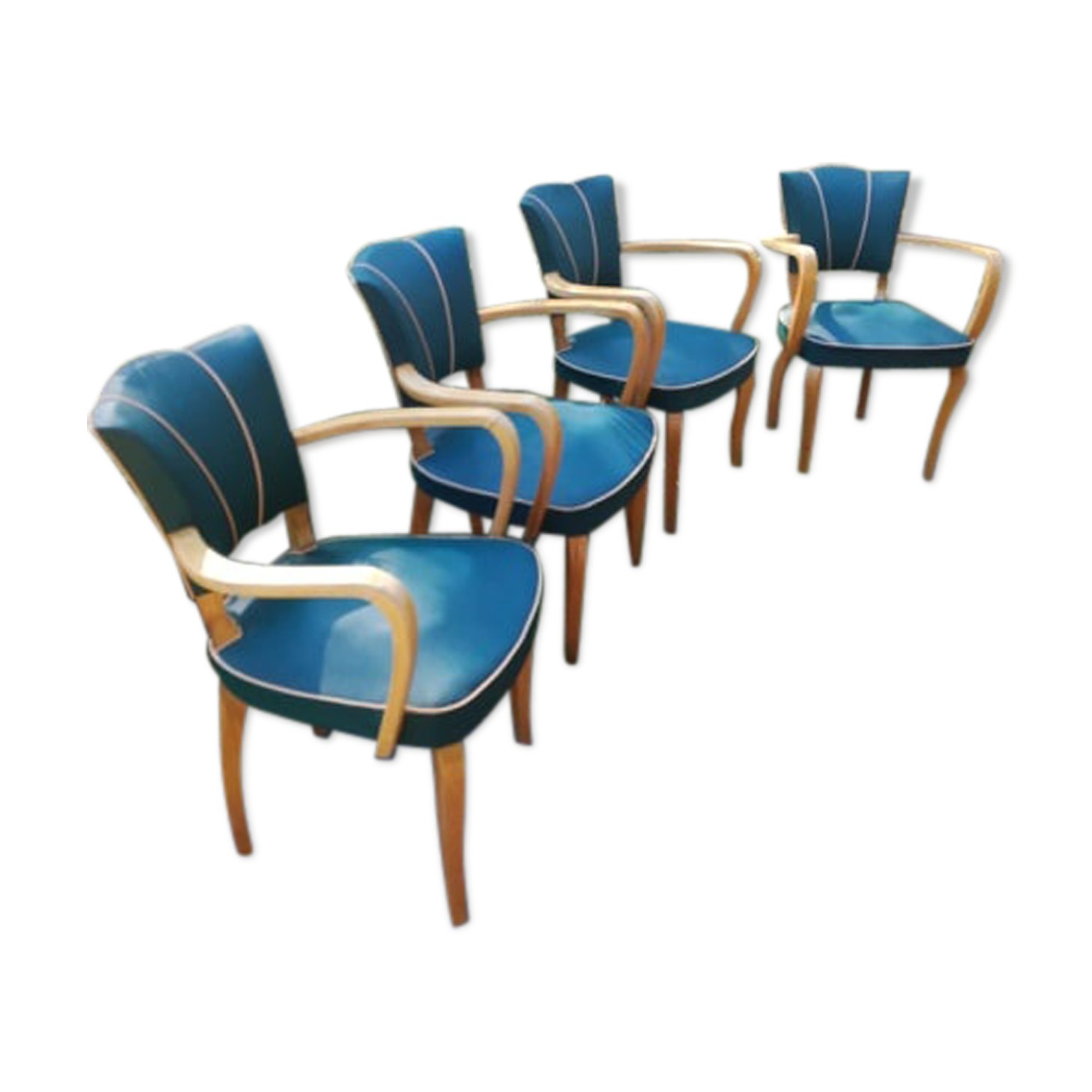 Ensemble de 4 fauteuils bridge 1950