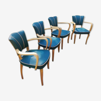 Set of 4 bridge armchairs 1950