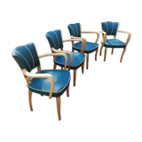 Set of 4 bridge armchairs 1950