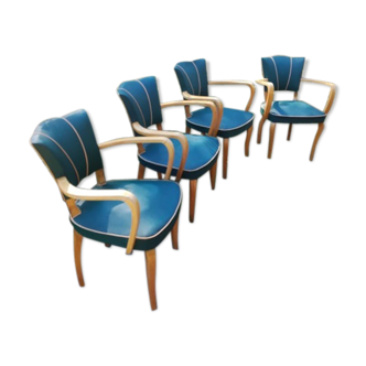 Set of 4 bridge armchairs 1950