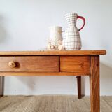 Low farmhouse table with drawer - L100