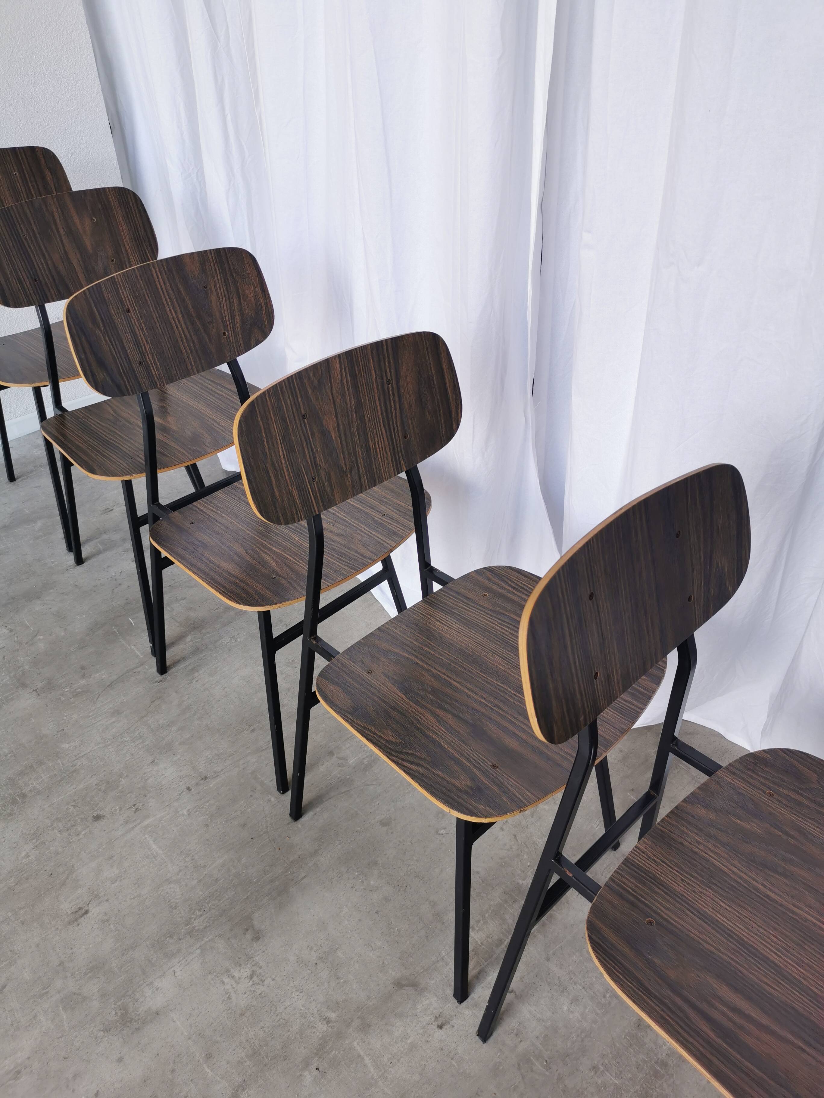 Chaises d'école industrielles vintage - STOL Kamnik - Yougoslavie des années 70 - Lot de 6